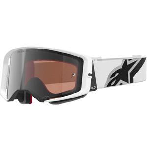 Мотокрос очила Alpinestars Supertech Corp, бяло-сиви с червен плексиглас