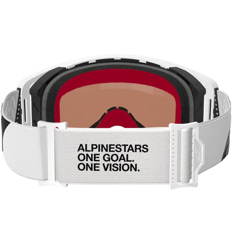Мотокрос очила Alpinestars Supertech Corp, бяло-сиви с червен плексиглас