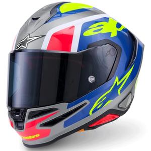 Alpinestars S-R7 Lumen каска за мотоциклет сребристо-черно-розово-флуоресцентно жълто