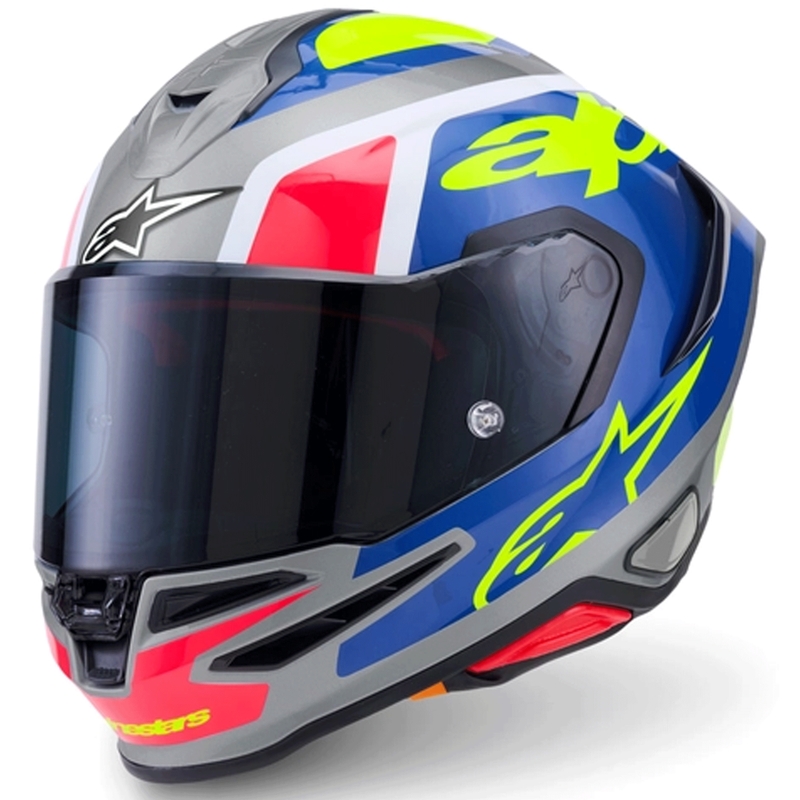 Alpinestars S-R7 Lumen каска за мотоциклет сребристо-черно-розово-флуоресцентно жълто