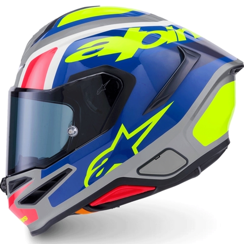 Alpinestars S-R7 Lumen каска за мотоциклет сребристо-черно-розово-флуоресцентно жълто