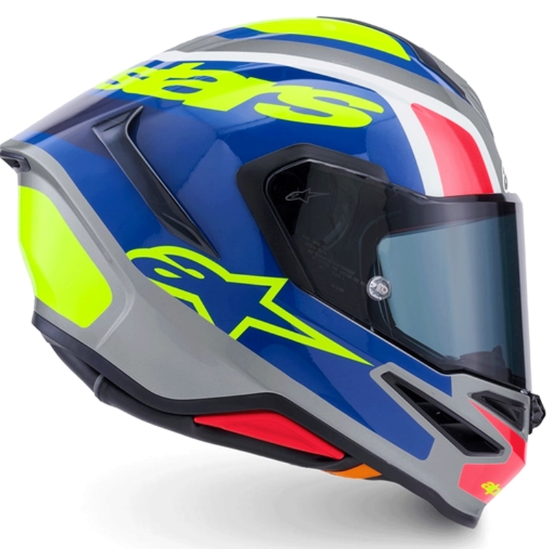 Alpinestars S-R7 Lumen каска за мотоциклет сребристо-черно-розово-флуоресцентно жълто