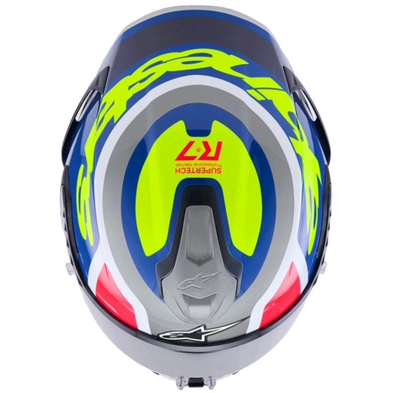 Alpinestars S-R7 Lumen каска за мотоциклет сребристо-черно-розово-флуоресцентно жълто