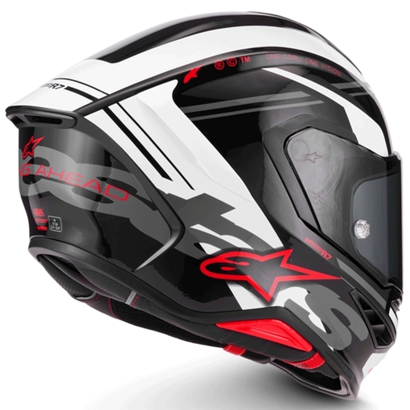 Alpinestars S-R7 A-Core каска за мотоциклет с пълно лице, черно-бяло-червено