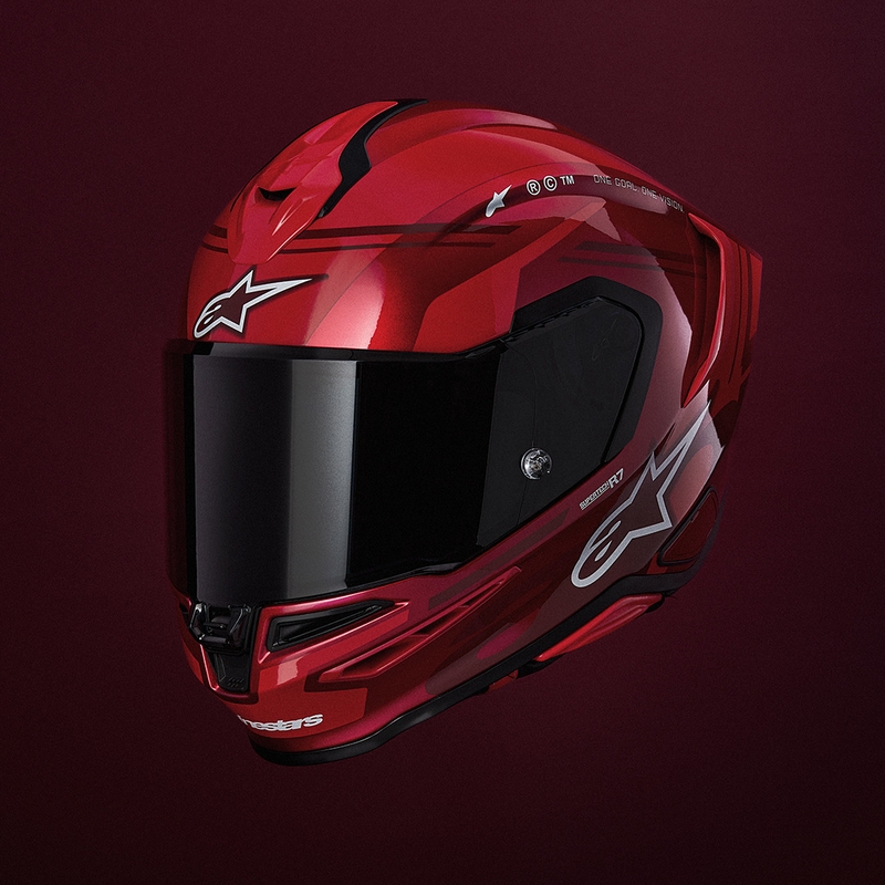 Alpinestars S-R7 A-Core мотоциклетна каска с пълно лице, червено-бяла