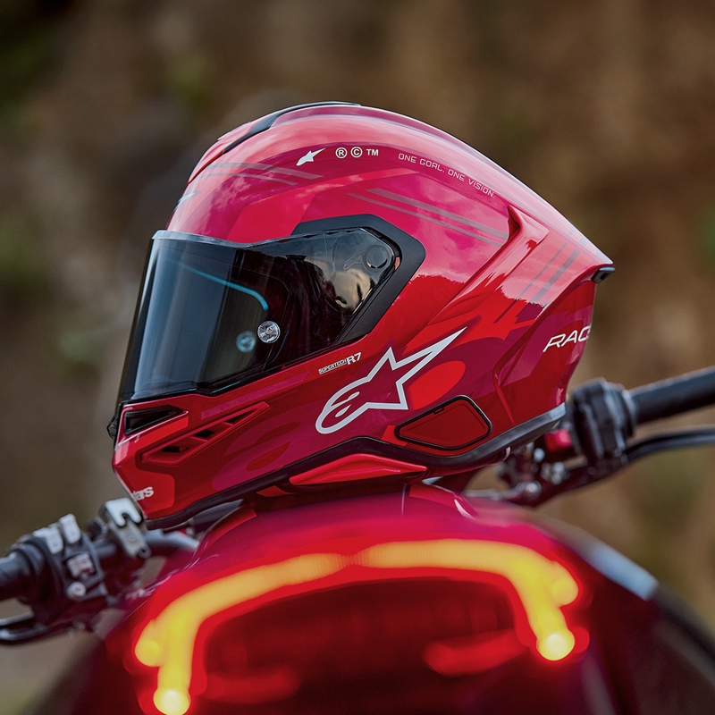 Alpinestars S-R7 A-Core мотоциклетна каска с пълно лице, червено-бяла