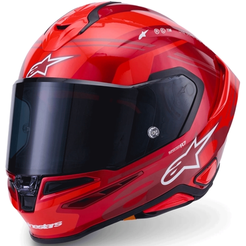 Alpinestars S-R7 A-Core мотоциклетна каска с пълно лице, червено-бяла