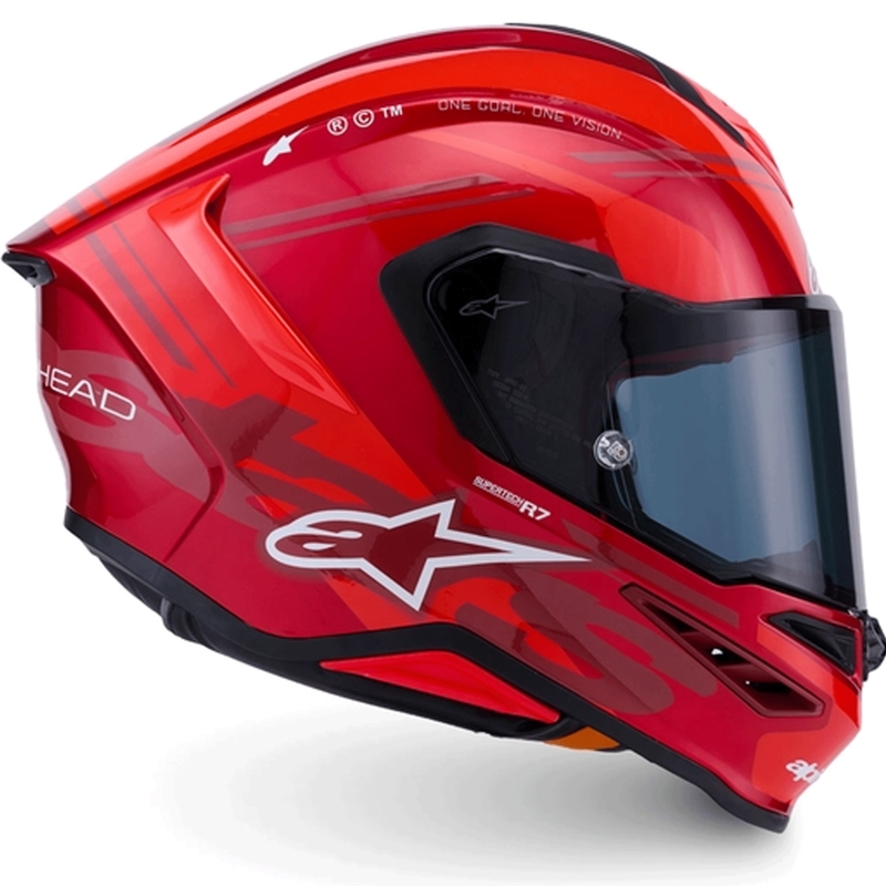 Alpinestars S-R7 A-Core мотоциклетна каска с пълно лице, червено-бяла