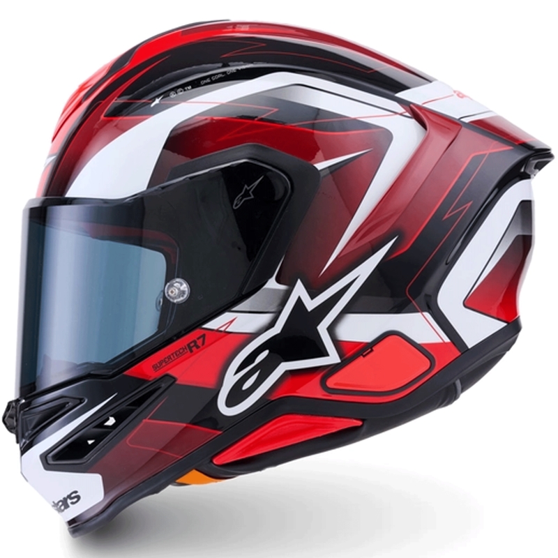Alpinestars S-R7 Kinetis каска за мотоциклет с пълно лице, черно-червено-бяла