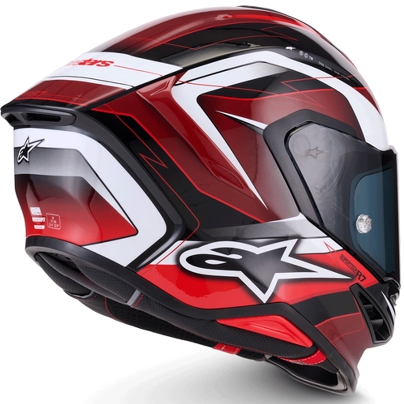 Alpinestars S-R7 Kinetis каска за мотоциклет с пълно лице, черно-червено-бяла