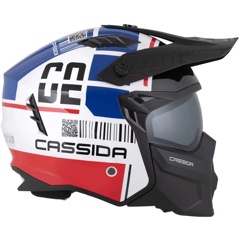 Модулна мотоциклетна каска Cassida Cross Country Code бяло-червено-синьо-черно