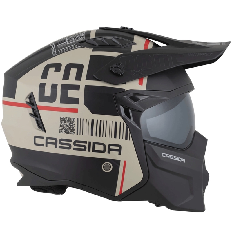Модулна мотоциклетна каска Cassida Cross Country Code матово пясъчно-черно-червено