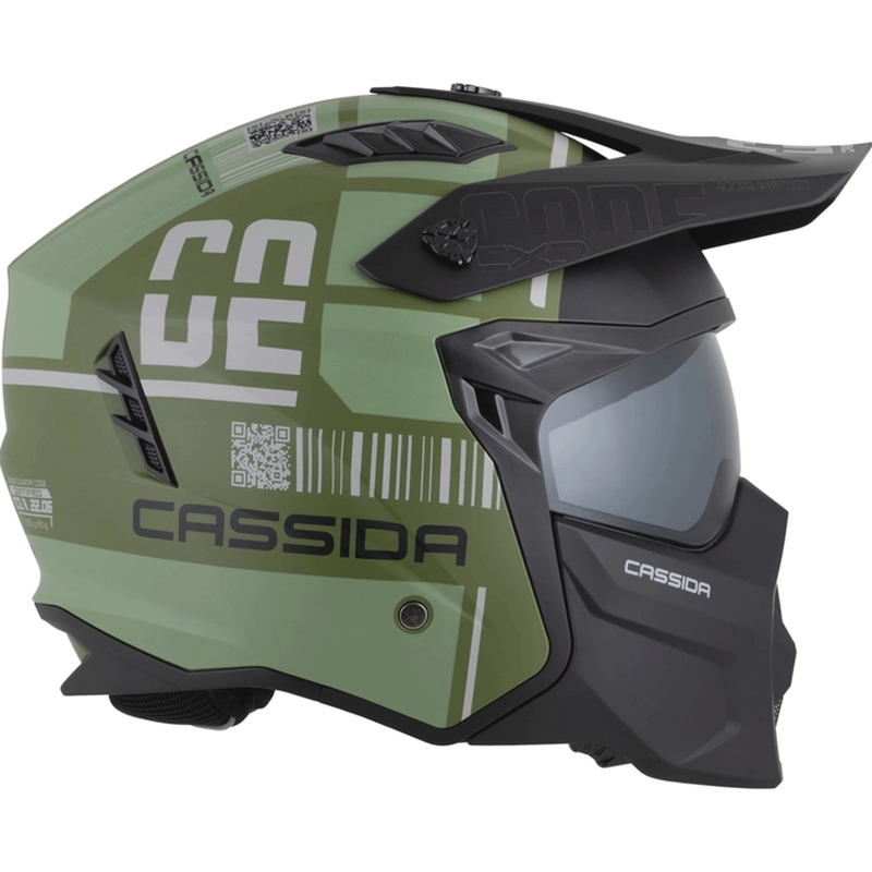 Модулна мотоциклетна каска Cassida Cross Country Code матово зелено-сиво-черно