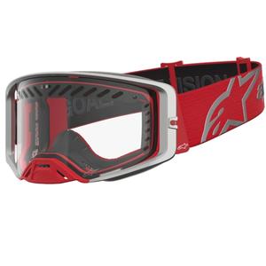 Мотокрос очила Alpinestars Supertech Dura Air Fluid червено-сребристи с прозрачен плексиглас