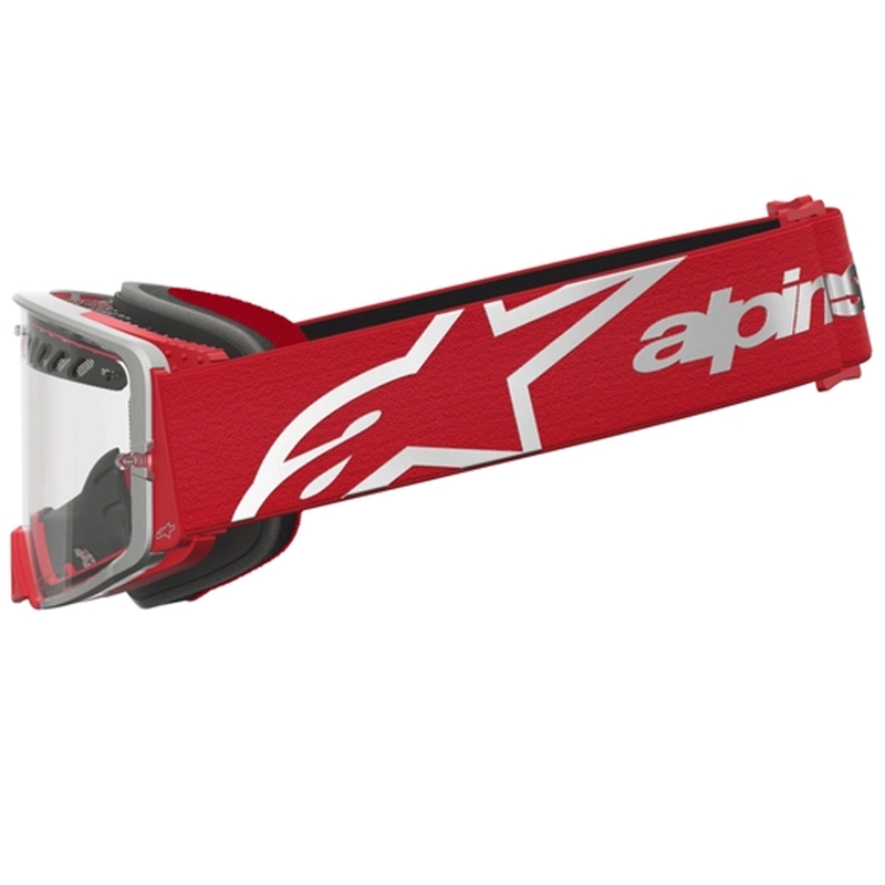 Мотокрос очила Alpinestars Supertech Dura Air Fluid червено-сребристи с прозрачен плексиглас