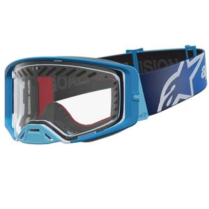 Мотокрос очила Alpinestars Supertech Dura Air Fluid в синьо-сребристо с прозрачен плексиглас