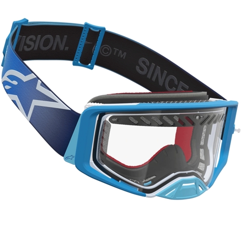 Мотокрос очила Alpinestars Supertech Dura Air Fluid в синьо-сребристо с прозрачен плексиглас