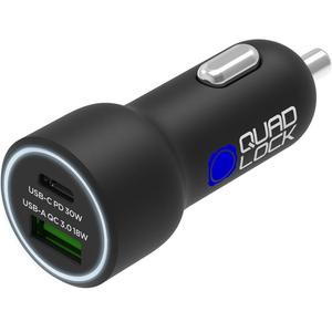 Quad Lock® 48W USB-C PD + USB-A QC 3.0 зарядно за кола, черно