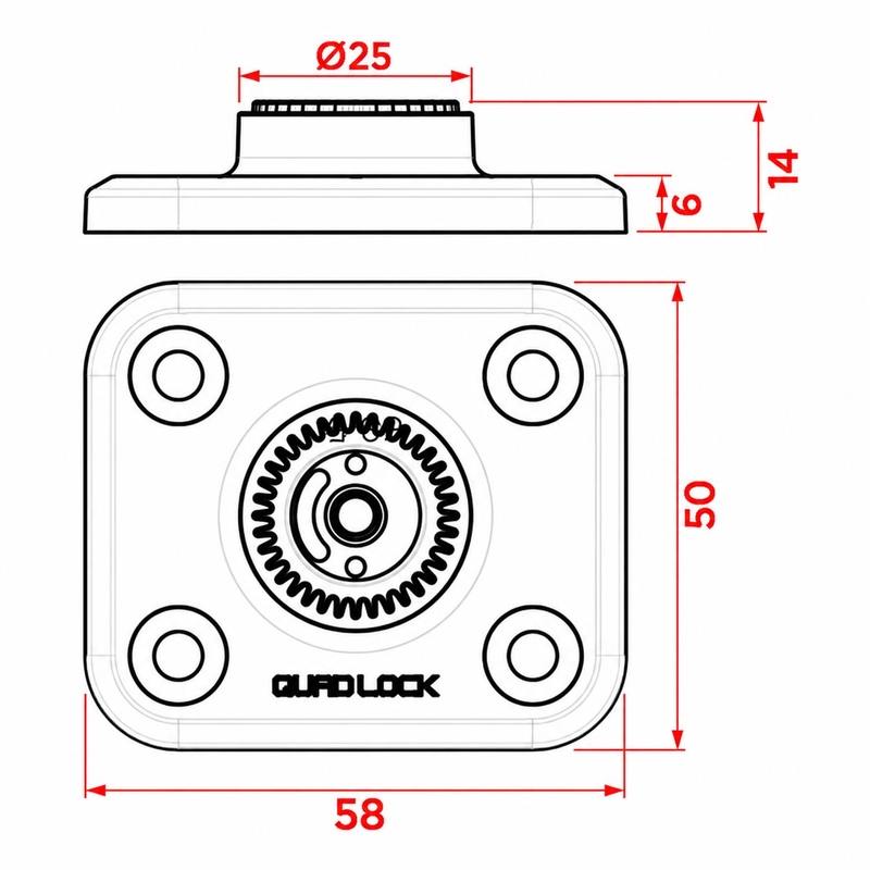 Quad Lock® 360 Плоска основа Черна