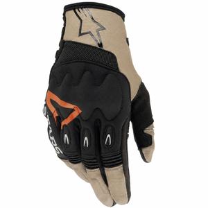 Alpinestars Techdura ръкавици за мотокрос черно-кафяво-флуо червено