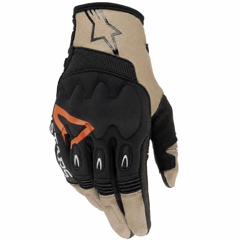 Alpinestars Techdura ръкавици за мотокрос черно-кафяво-флуо червено
