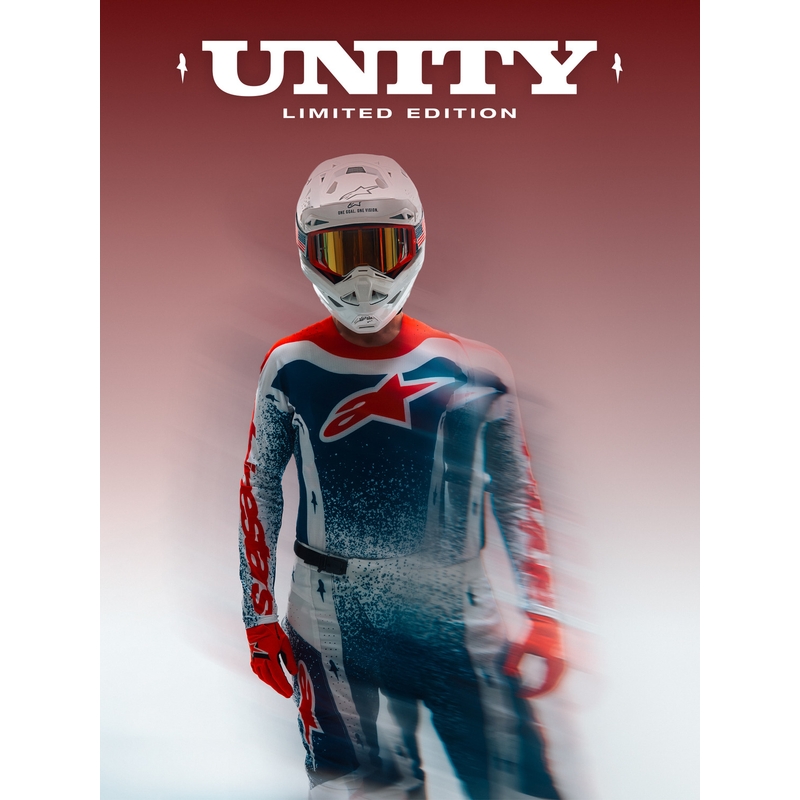 Alpinestars Techstar лимитирана серия Unity мотокрос фланелка червено-бяло-синьо