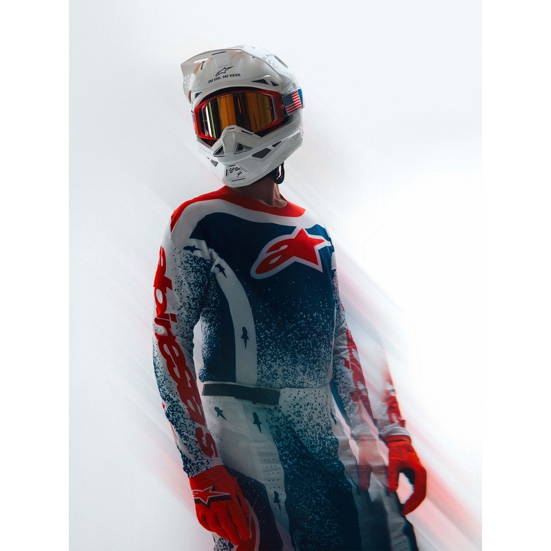 Alpinestars Techstar лимитирана серия Unity мотокрос фланелка червено-бяло-синьо