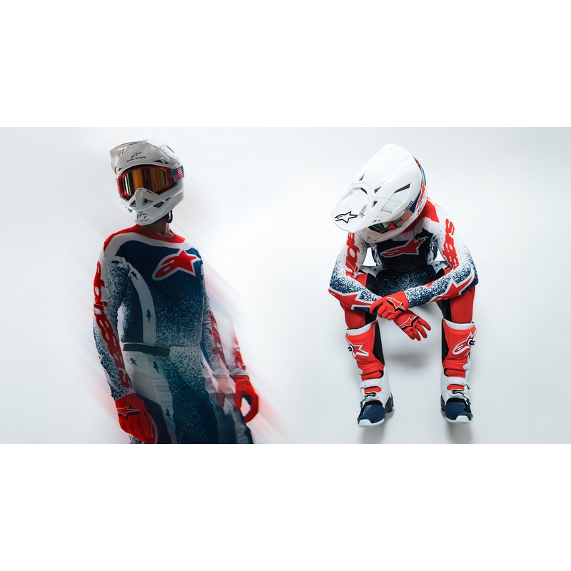 Alpinestars Techstar лимитирана серия Unity мотокрос фланелка червено-бяло-синьо