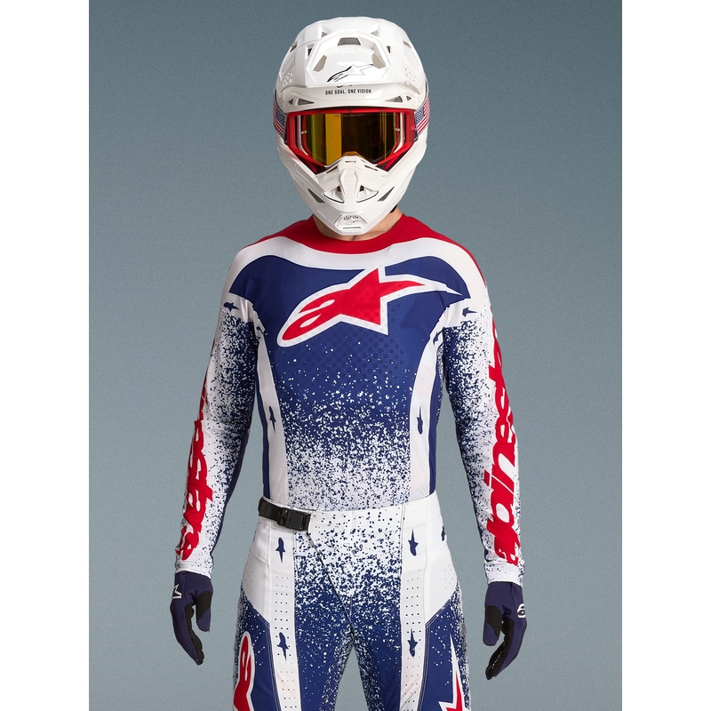 Alpinestars Techstar лимитирана серия Unity мотокрос фланелка червено-бяло-синьо