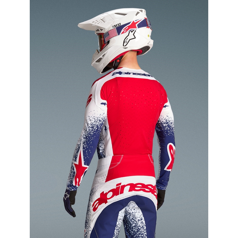 Alpinestars Techstar лимитирана серия Unity мотокрос фланелка червено-бяло-синьо