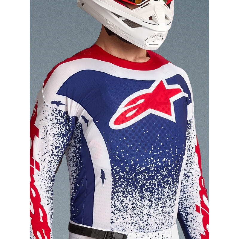 Alpinestars Techstar лимитирана серия Unity мотокрос фланелка червено-бяло-синьо