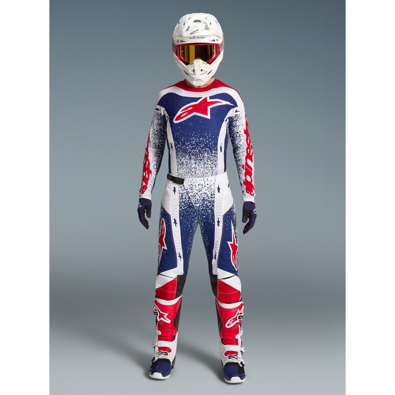 Alpinestars Techstar лимитирана серия Unity мотокрос фланелка червено-бяло-синьо