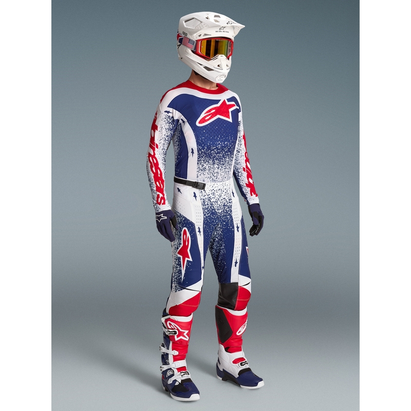 Мотокрос панталон Alpinestars Techstar Limited Edition Unity, червено-бяло-синьо