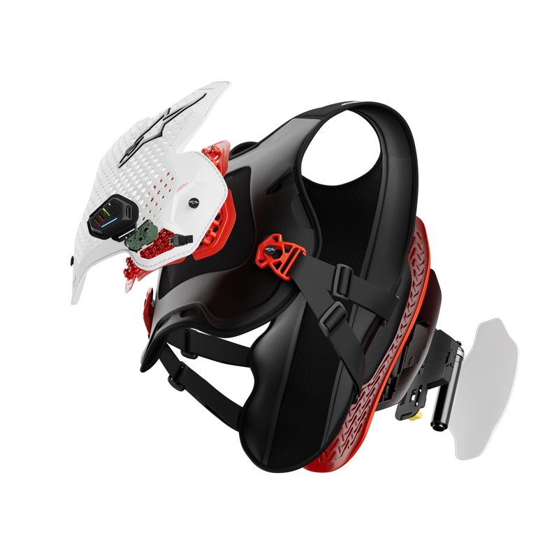 Жилетка Alpinestars TECH-AIR®MX Plasma с въздушна възглавница, бяло-черно-червена