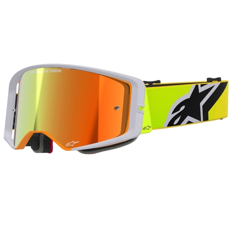 Alpinestars Supertech Corp флуорово жълто-сиви очила за мотокрос с огледални червени стъкла