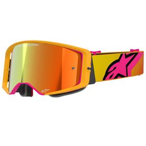 Очила за мотокрос Alpinestars Supertech Corp жълто-розови с огледални червени стъкла