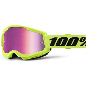 Очила за мотокрос 100% STRATA 2 New fluo yellow (pink plexi)