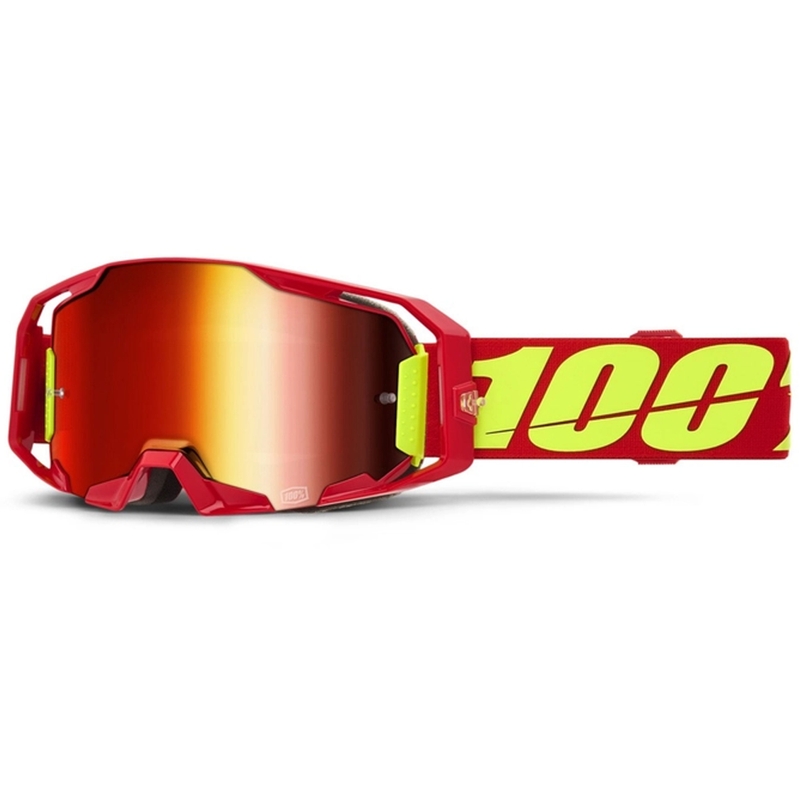 Очила за мотокрос 100% ARmatic червени с червен плексиглас