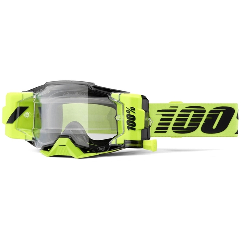 Очила за мотокрос 100% - САЩ Armega Forecast fluo green (прозрачно стъкло)
