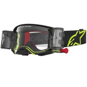 Мотокрос очила Alpinestars Supertech Firma черно-флуоресцентно жълто с прозрачен плексиглас