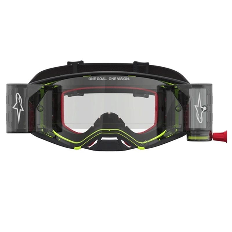 Мотокрос очила Alpinestars Supertech Firma черно-флуоресцентно жълто с прозрачен плексиглас