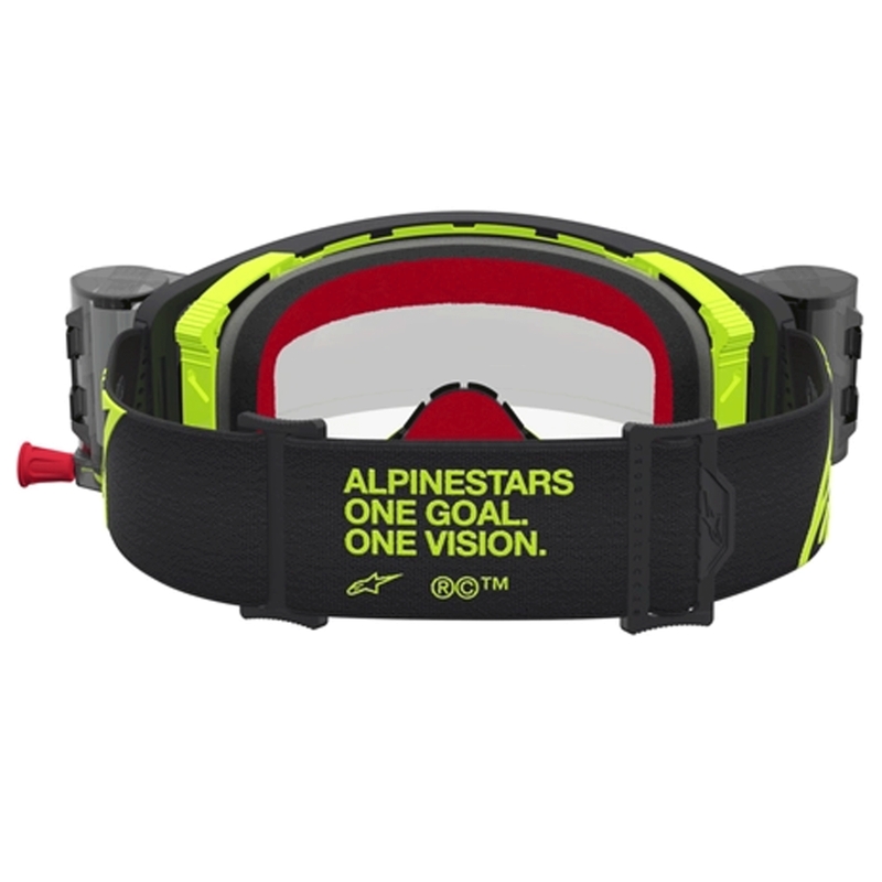 Мотокрос очила Alpinestars Supertech Firma черно-флуоресцентно жълто с прозрачен плексиглас