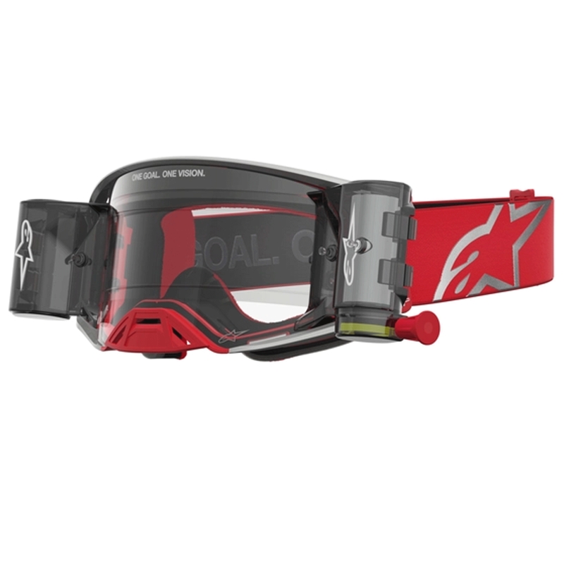 Мотокрос очила Alpinestars Supertech Firma червено-сребристи с прозрачен плексиглас