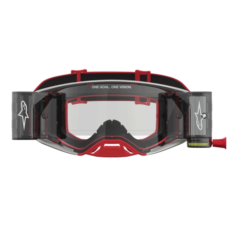 Мотокрос очила Alpinestars Supertech Firma червено-сребристи с прозрачен плексиглас