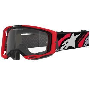 Alpinestars Vision 8 Luar червени и черни очила за мотокрос с прозрачни стъкла