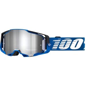 Очила за мотокрос 100% ARMEGA Rockchuck black-white-blue (silver plexi)