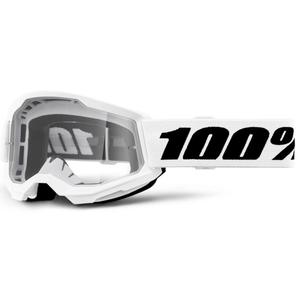 Детски очила за мотокрос 100% STRATA 2 white clear plexi