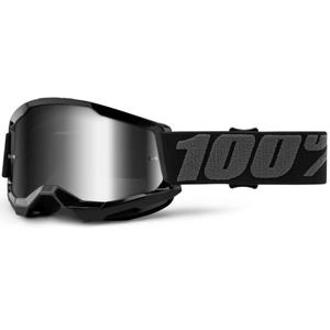 Детски очила за мотокрос 100% STRATA 2 black (сребрист огледален плексиглас)