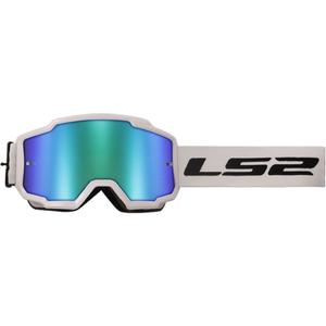 Мотокрос очила LS2 Charger H-V бели със зелен иридиев плексиглас