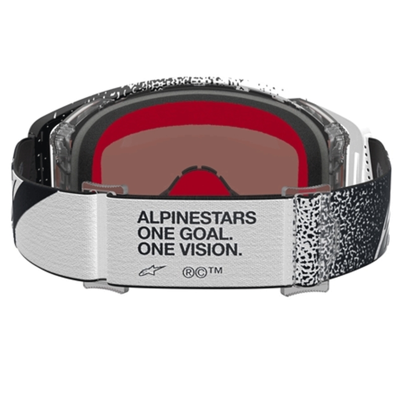 Мотокрос очила Alpinestars Supertech бяло-черно с огледално-сребрист плексиглас